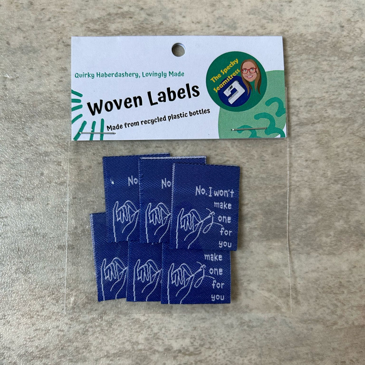 No I Won't - 6 Large Folded Woven Labels image 0