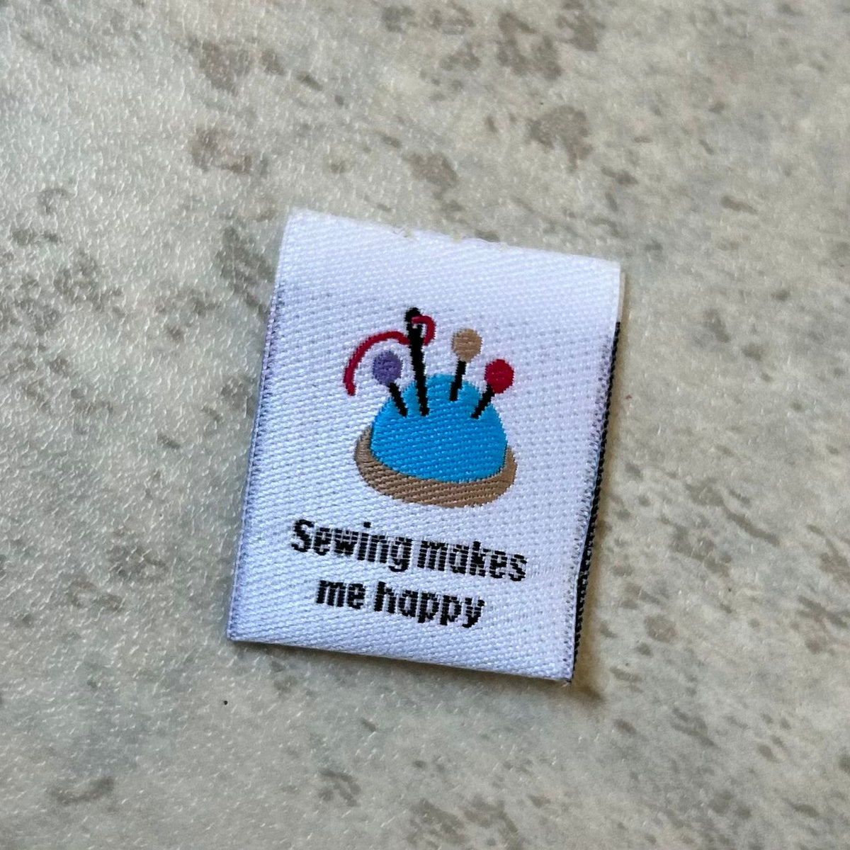 Sewing Makes Me Happy  - 6 Large Woven Folded Labels image 0